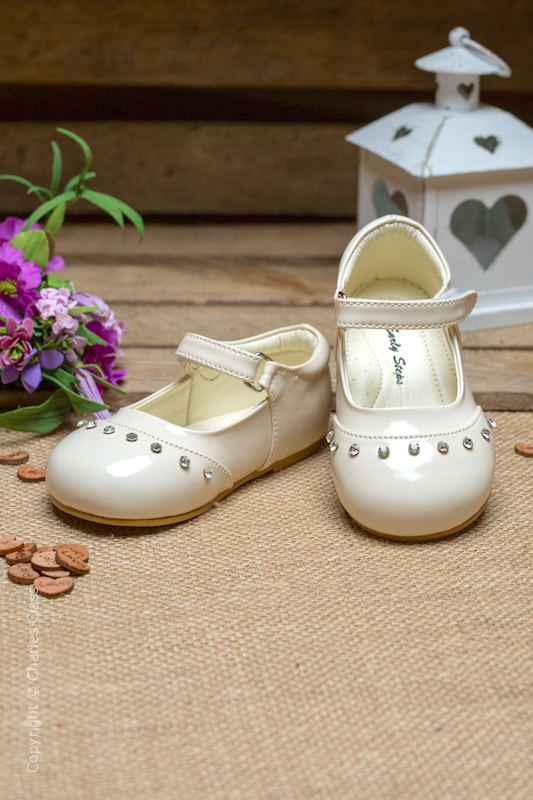 Girls Ivory Fairy Sparkle Patent Leather Shoes